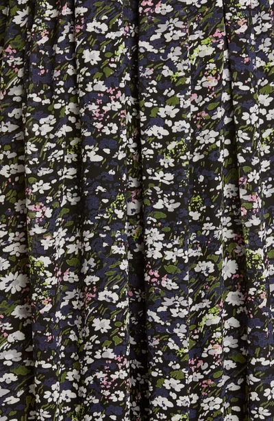 Shop Ganni Floral Print Long Sleeve Georgette Maxi Dress In Black