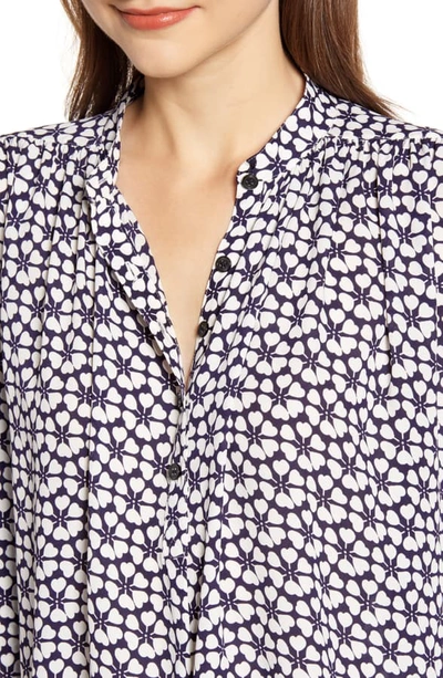 Shop Rebecca Minkoff Fleur Button Tab Blouse In Navy Multi