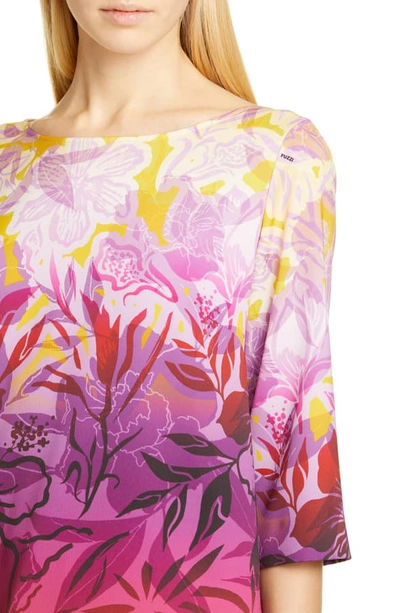 Shop Fuzzi Degrade Floral Shift Minidress In Multicolor