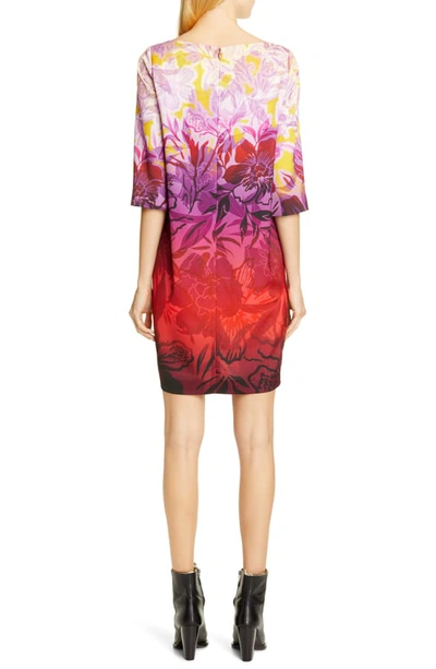 Shop Fuzzi Degrade Floral Shift Minidress In Multicolor