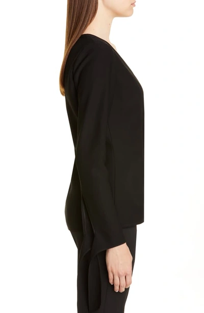 Shop Carolina Herrera Tie Cuff Crepe Blouse In Black
