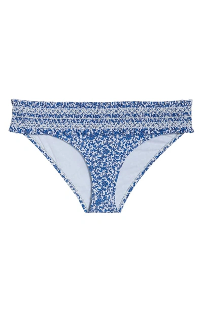 Shop Tory Burch Costa Smocked Bikini Bottoms In Blue Keepsake