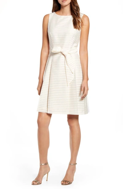 Shop Anne Klein Shadow Stripe Fit & Flare Dress In Anne White