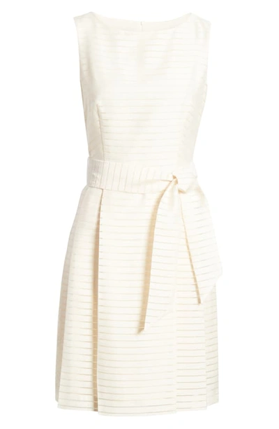 Shop Anne Klein Shadow Stripe Fit & Flare Dress In Anne White