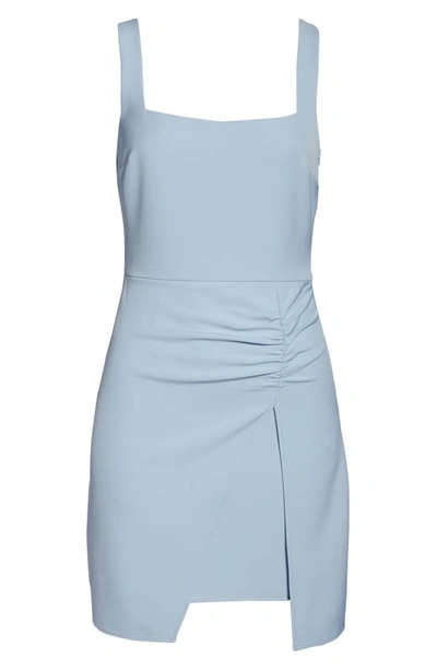 Shop Nsr Chloe Ruched Minidress In Blue