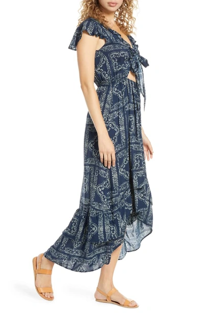 Shop Surf Gypsy Distress Diamond High/low Cover-up Dress In Navy