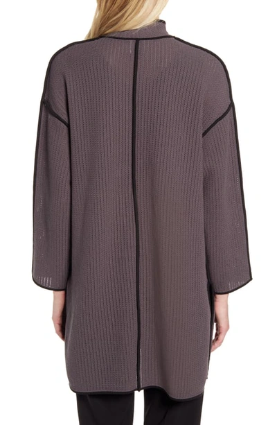 Shop Anne Klein Sweater Jacket In Nantucket Grey/ Anne Black