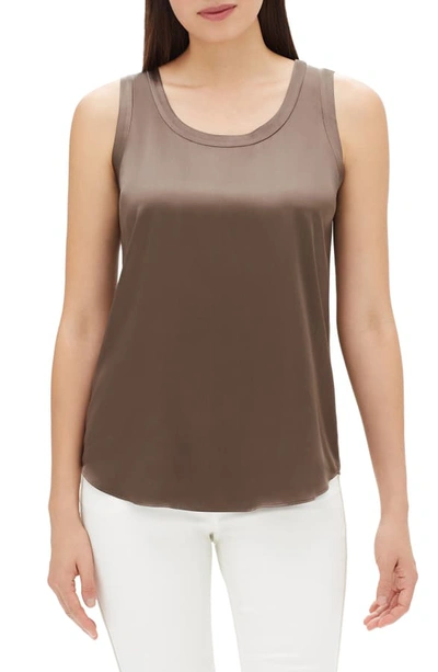 Shop Lafayette 148 Perla Reversible Silk Blouse In Nougat