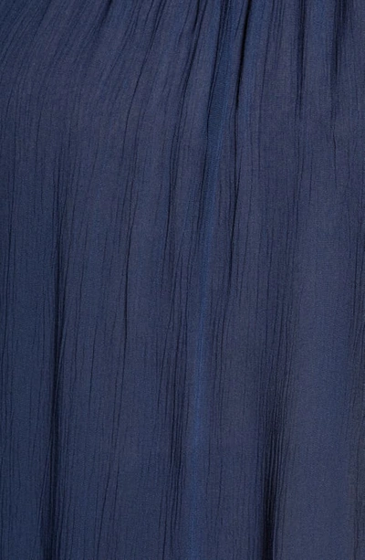 Shop Single Thread Crochet Detail Ruffle Hem Top In Dress Blue