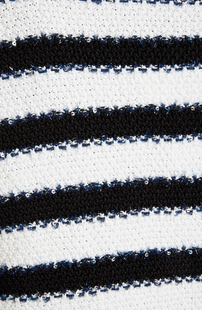 Shop Balmain Stripe Crop Cardigan Jacket In Eab Noir/ Blanc