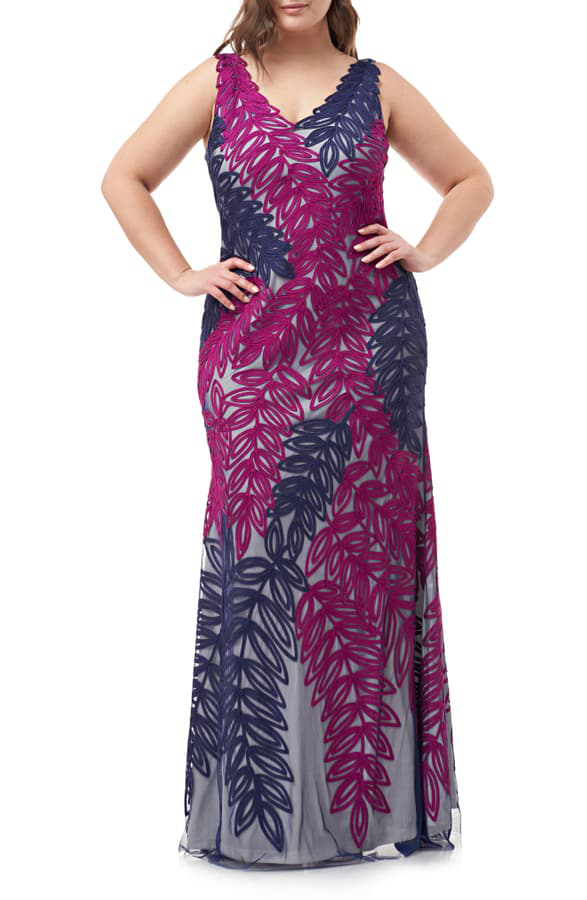 leaf embroidered gown js collections