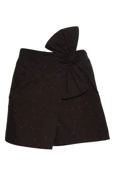 Shop Rebecca Taylor Slub Denim Bow Skort In Black