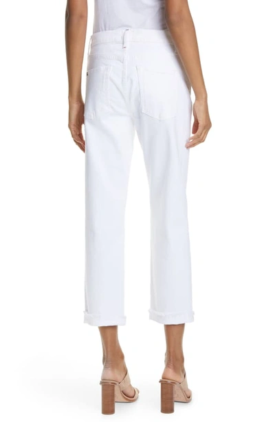 Shop Alice And Olivia Amazing Asymmetrical Straight Leg Slim Jeans In Vintage Sugar