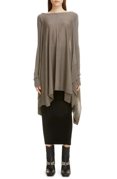 Shop Rick Owens Wool Poncho Sweater In Dust