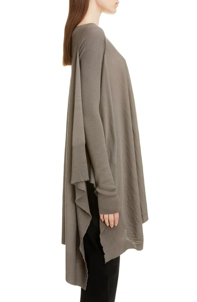 Shop Rick Owens Wool Poncho Sweater In Dust