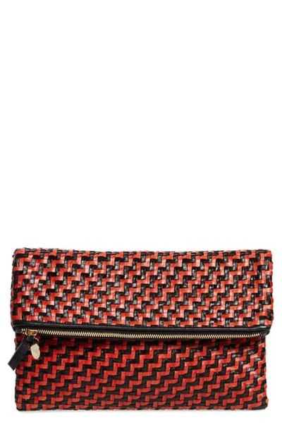 Shop Clare V Zip Leather Clutch In Blkrd