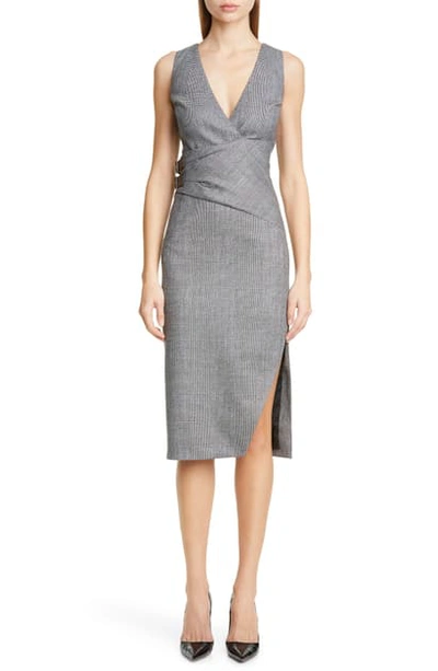 Shop Altuzarra Glen Plaid Pencil Dress In Black / White