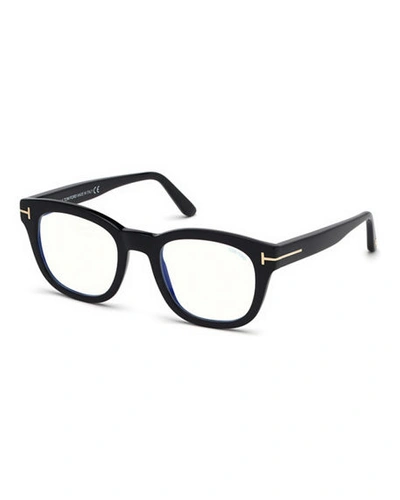 Shop Tom Ford Blue Block Square Optical Frame In Black