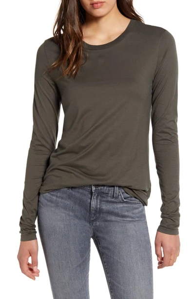 Shop Ag Lb Long Sleeve Stretch Cotton Top In Ash Green