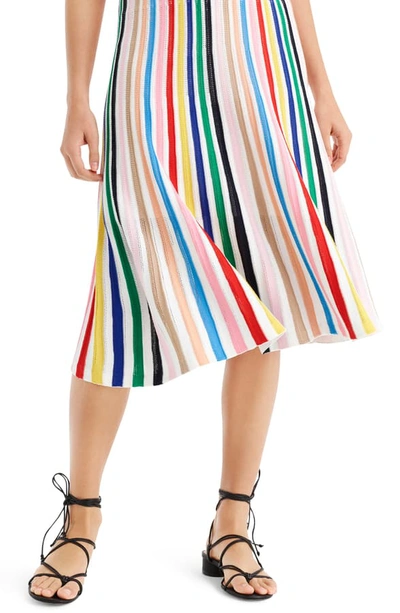 Shop Jcrew Rainbow Stripe Pull-on Flare Skirt In Navy Multi