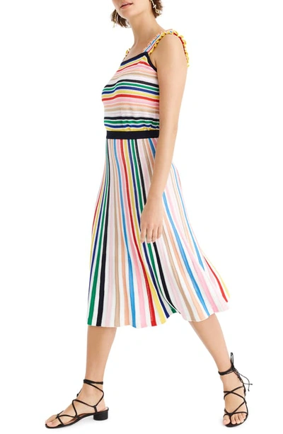 Shop Jcrew Rainbow Stripe Pull-on Flare Skirt In Navy Multi