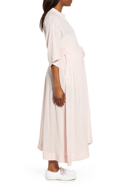 Shop Hatch Elsa Belted Shirtdress In Rose Stripe