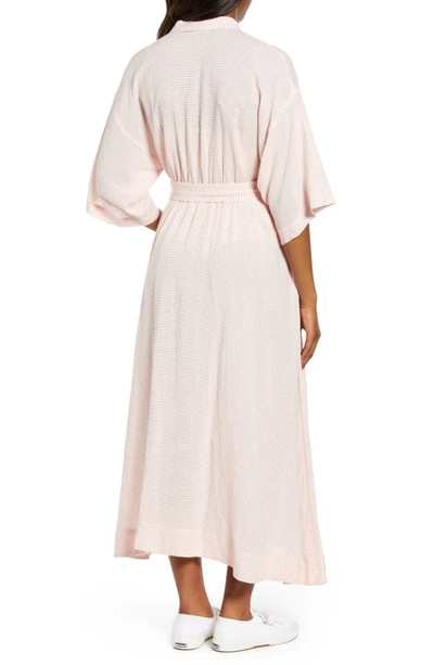 Shop Hatch Elsa Belted Shirtdress In Rose Stripe