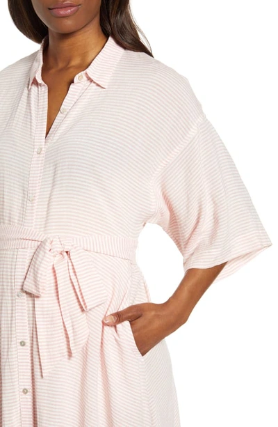 Shop Hatch Elsa Belted Shirtdress In Rose Stripe