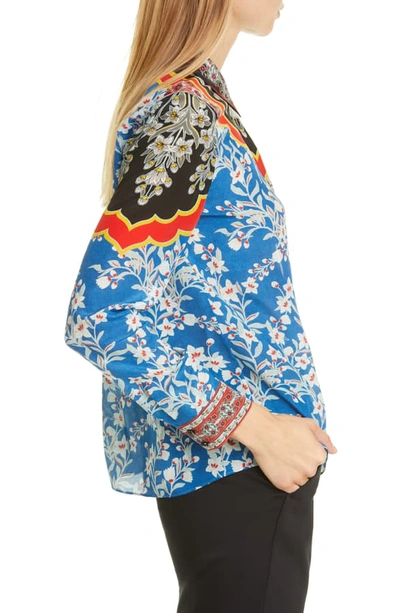 Shop Alice And Olivia Willa Print Silk Shirt In Palace Daffodil