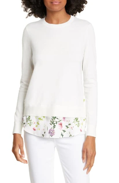 Shop Ted Baker Hedgerow Mixed Media Sweater In Ivory