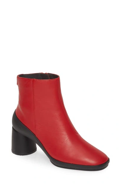 Shop Camper Upright Column Heel Bootie In Red Leather