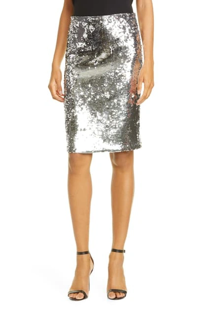 Shop Alice And Olivia Ramos Sequin Pencil Skirt In Silver