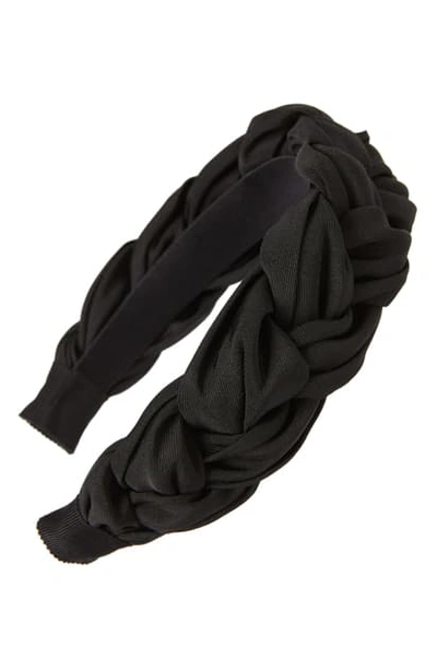 Shop Jennifer Behr Lorelei Braided Silk Headband In Black