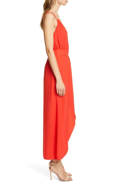 Shop Alice And Olivia High/low Faux Wrap Dress In Cherry