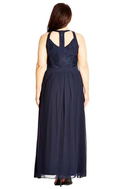 Shop City Chic Paneled Lace Bodice Gown In French Navy