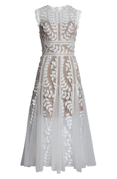 Shop Bronx And Banco Saba Leaf Appliqué Lace Midi Dress In White