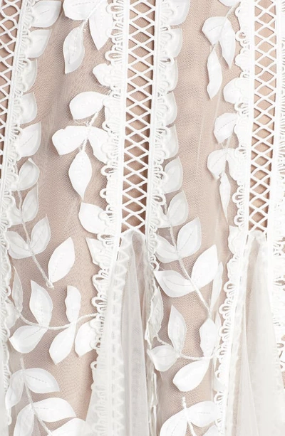 Shop Bronx And Banco Saba Leaf Appliqué Lace Midi Dress In White
