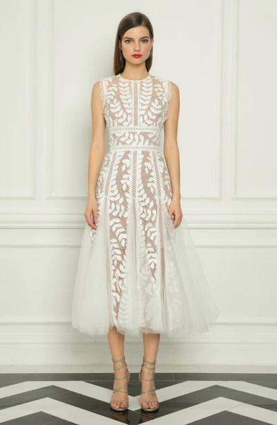 Shop Bronx And Banco Saba Leaf Appliqué Lace Midi Dress In White