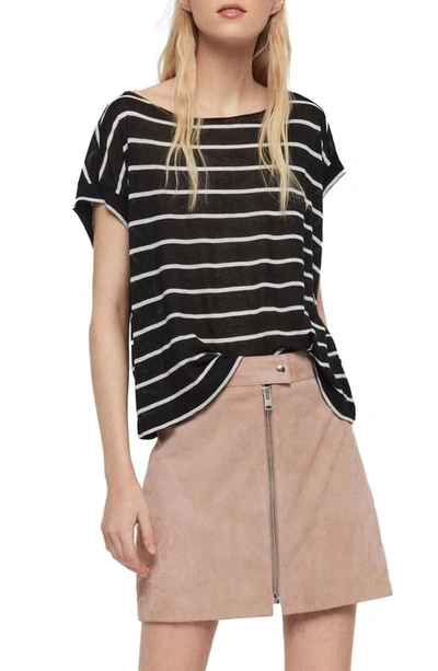 Shop Allsaints Pina Stripe Tee In Black/ Chalk White