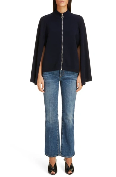 Shop Givenchy Wool & Cashmere Sweater Cape In Night Blue