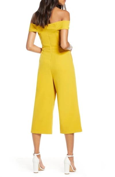 Shop Adelyn Rae Roxanne Off The Shoulder Crop Jumpsuit In Mustard