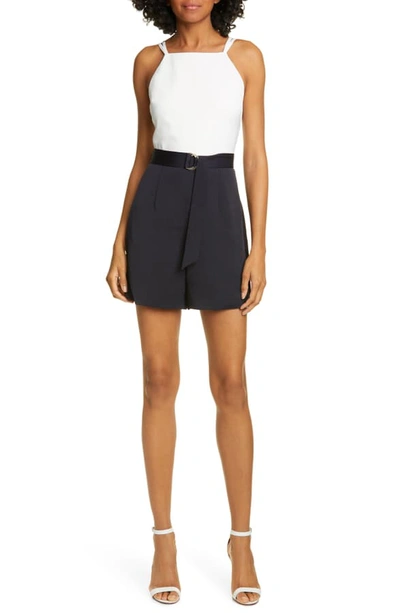 Shop Ted Baker Shanat Colorblock Belted Playsuit In Navy