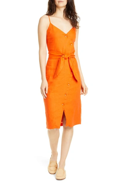 Shop Joie Carnell Linen Sheath Dress In Warm Terracotta