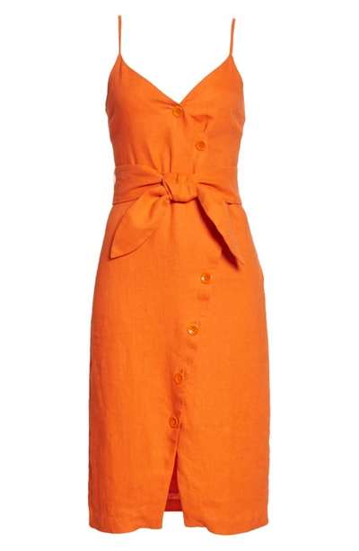 Shop Joie Carnell Linen Sheath Dress In Warm Terracotta