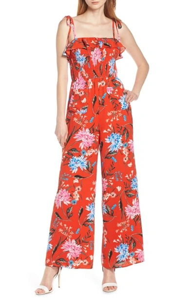 Shop Ali & Jay Sangria Strapless Jumpsuit In Cayenne Floral