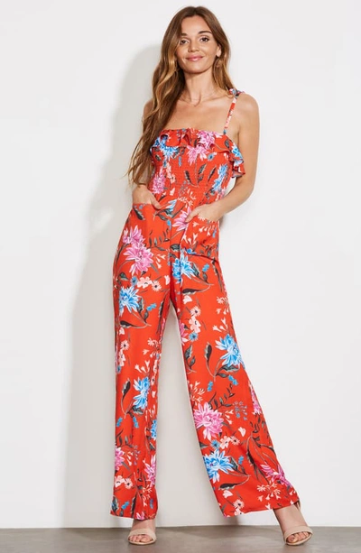 Shop Ali & Jay Sangria Strapless Jumpsuit In Cayenne Floral