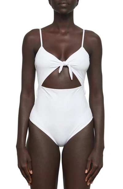 Shop Mara Hoffman Kia Cutout One-piece Swimsuit In Bianco