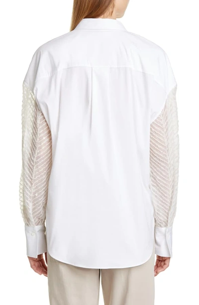 Shop Brunello Cucinelli Sequin Sleeve Poplin Shirt In White