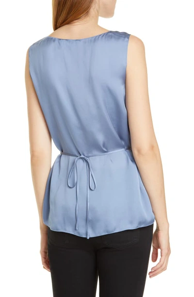 Shop Theory Shirred Silk Top In Chambray