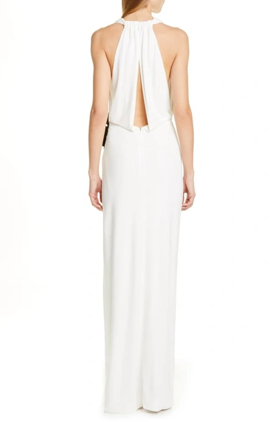 Shop Haney Floral Applique Plunging Gown In Ivory